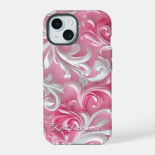Estuche para iPhone con floral rosada personalizad