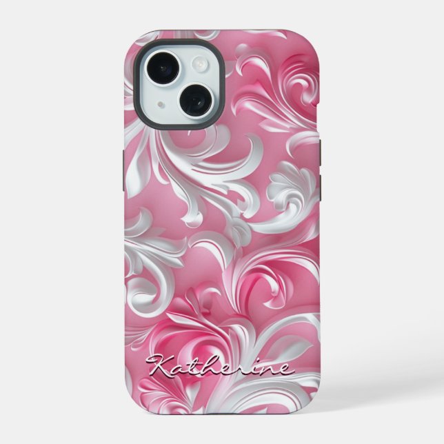 Estuche para iPhone con floral rosada personalizad (Reverso )