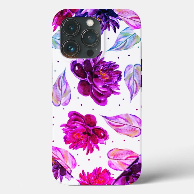 Estuche para iPhone con Funda de acuarela floral y (Reverso )