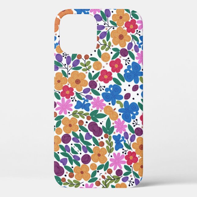 Estuche para iPhone con Funda floral mexicano-mate (Reverso )