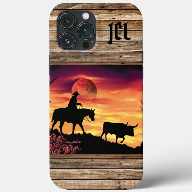 Estuche para iPhone Cowboy Y Longhorn Steer Funda  (Reverso )