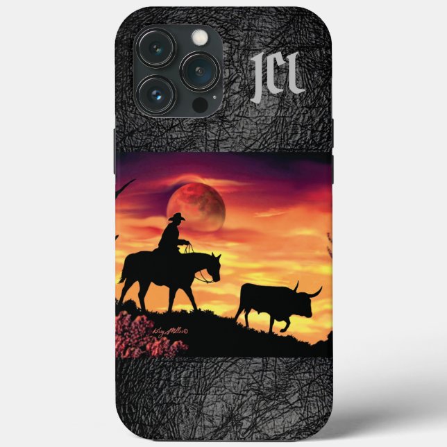 Estuche para iPhone Cowboy Y Longhorn Steer Funda  (Reverso )