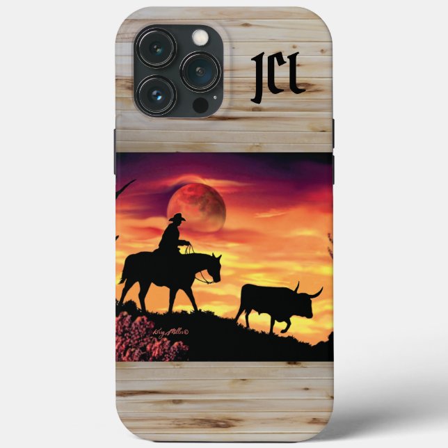 Estuche para iPhone Cowboy Y Longhorn Steer Funda  (Reverso )