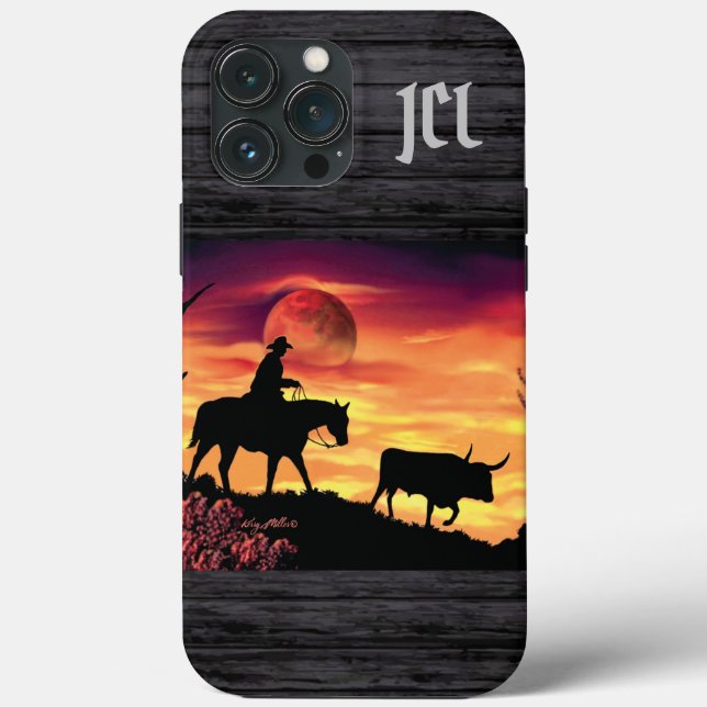 Estuche para iPhone Cowboy Y Longhorn Steer Funda  (Reverso )