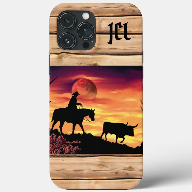 Estuche para iPhone Cowboy Y Longhorn Steer Funda  (Reverso )