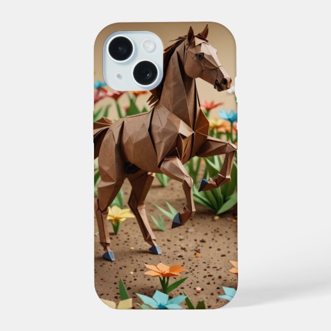 Estuche para iPhone de caballo de origami (Reverso )