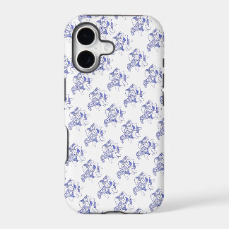 Estuche para iPhone de caballos azul y blanco