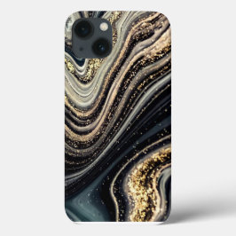 Estuche para iPhone de Funda abstracto negro y dor