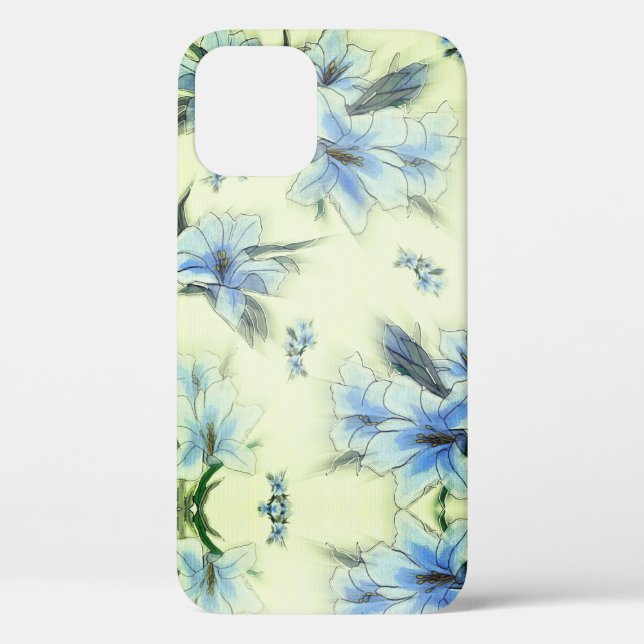 Estuche para iPhone de Funda de diseño floral azul (Reverso )