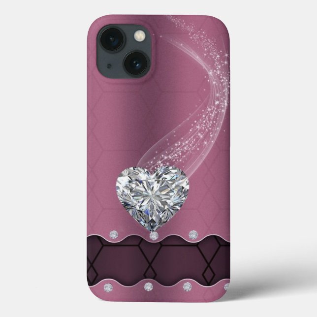 Estuche para iPhone de Funda rosado y diamante-mat (Reverso)