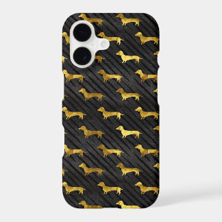 Estuche para iPhone de patrón de dachshund negro y