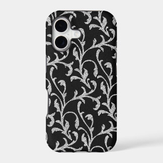 Estuche para iPhone Floral de Purpurina negro y pl