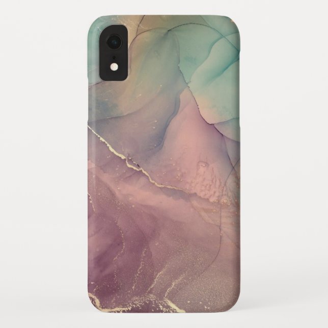 Estuche para iPhone Funda de mármol rosa y verde (Reverso)