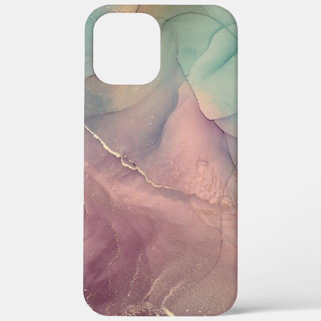 Estuche para iPhone Funda de mármol rosa y verde (Reverso )