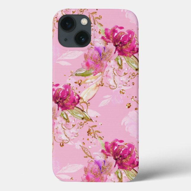 Estuche para iPhone Funda floral rosa Mate (Reverso)
