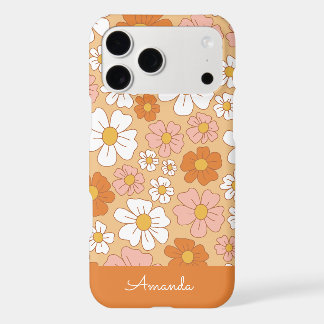 Estuche para iPhone naranja y Funda floral blanco