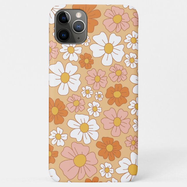 Estuche para iPhone naranja y Funda floral blanco (Reverso)