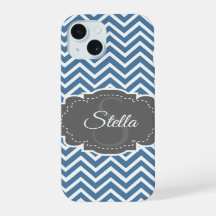 Estuche para iPhone personalizado de Blue Chevron