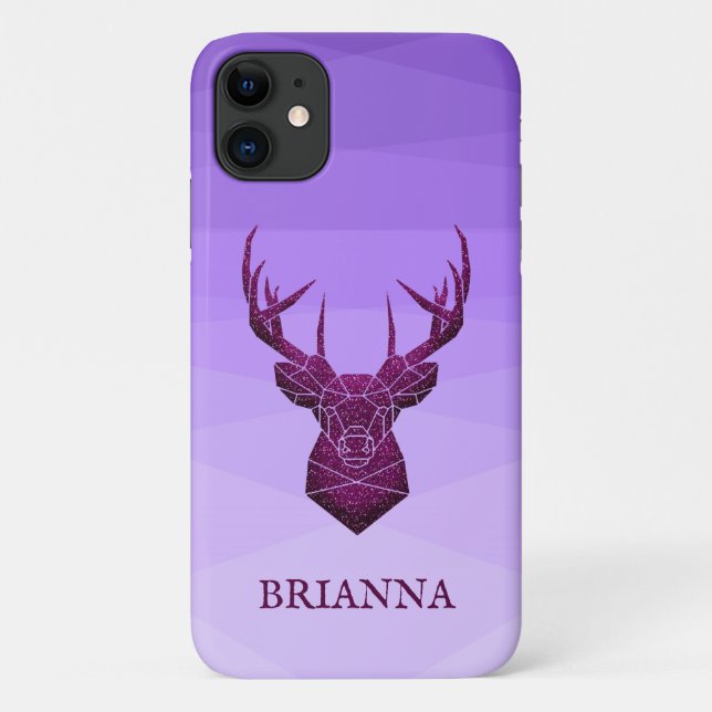 Estuche para iPhone Purple Polygonal Y Deer Funda  (Reverso)
