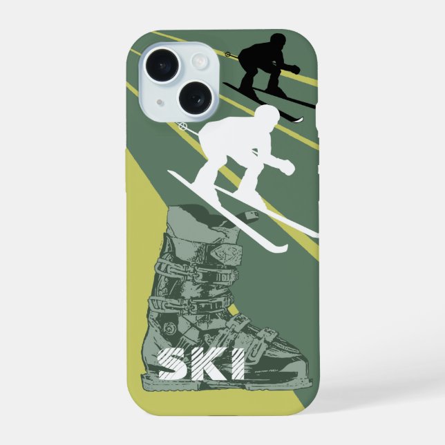 Estuche para iPhone verde del ejército de esquí (Reverso )