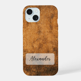 Estuche para teléfono de cuero marrón con meteorol