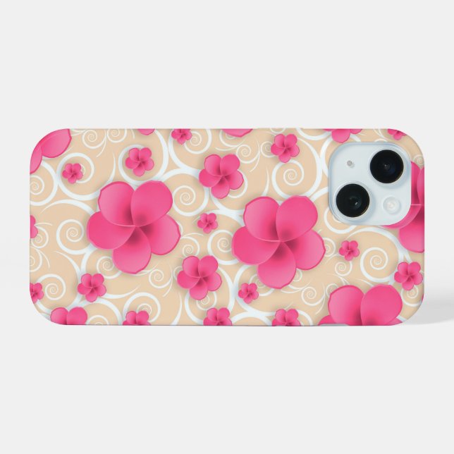 Estuche para teléfono floral rosa (Reverso Horizontal)