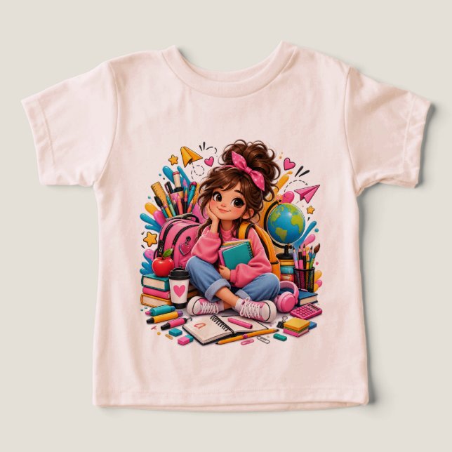 Estudiante Kawaii Adorable con Útiles Escolares  (Diseño delantero )