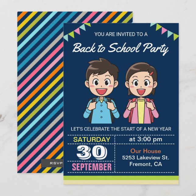 Estudiantes Adorables | Invitación para Fiesta de  (Anverso / Reverso)