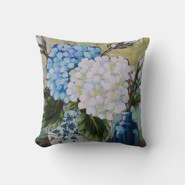 "Estudie en el Cojín decorativo azul y del blanco (Anverso)