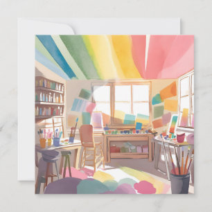 Estudio de Arte Colorido   Tarjeta de Pintura de A
