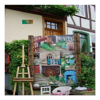 Estudio de arte con pintura y Poster de Easel Glos