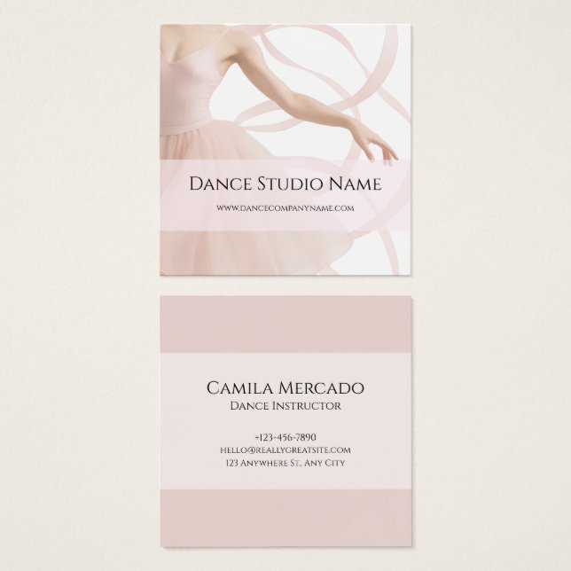 Estudio de Baile Bailarina Rosa Pastel Redes Socia (Anverso y reverso)
