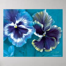 Estudio de Pansy poster floral de arte fino