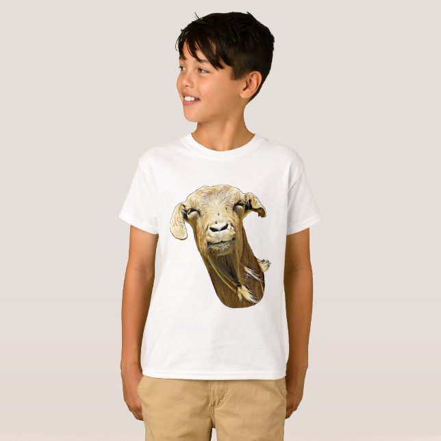 estúpida Cabra Cara Granja Animal Arte Camiseta (Anverso completo)