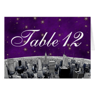 Etch NYC Skyline 2 Purple Gold Star Número de tabl