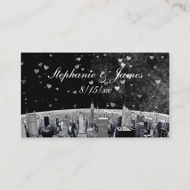 Etched NYC Skyline #2 Tarjetas de Escort Black Wha (Anverso)