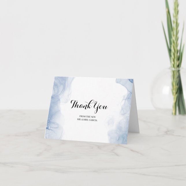 Ethereal Blue Ink Watercolor Tarjeta de agradecimi (Anverso)