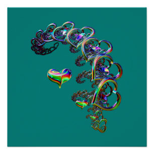 Ethereal Cascada de Corazones Poster brillante