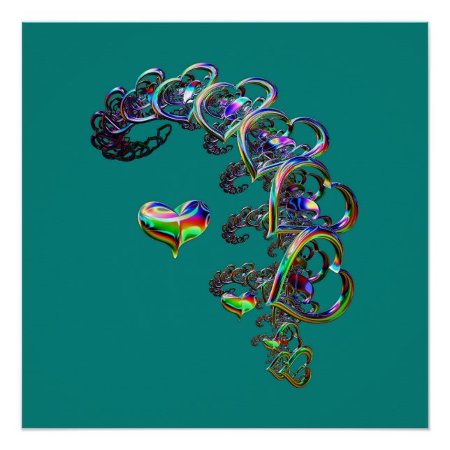 Ethereal Cascada de Corazones Poster brillante (Anverso)