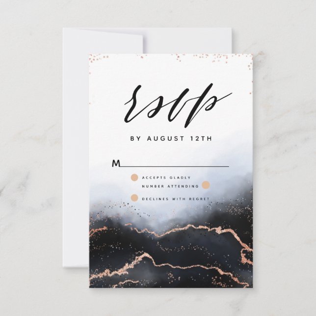 Ethereal Mist Ombre Navy Blue Gilded Moody RSVP (Anverso)