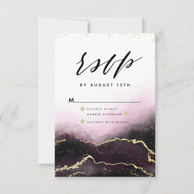 Ethereal Mist Ombre Wine Watercolor Moody RSVP (Anverso)