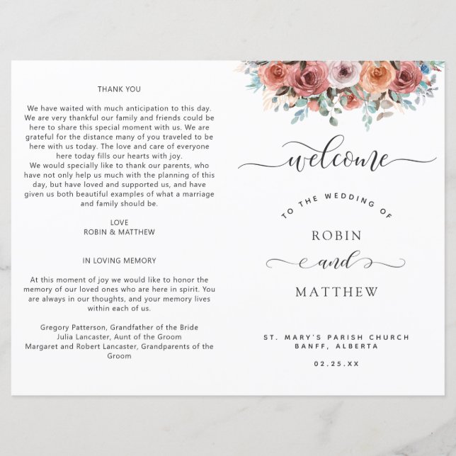 Ethereal Rubor, Peach, Programa de Bodas Florales  (Anverso)