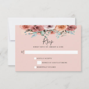 Ethereal Rubor Peach y Blue Mint Floral RSVP
