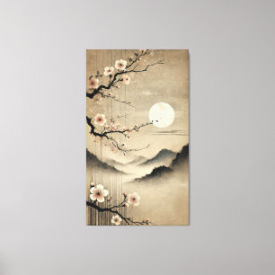 Ethereal Sakura Moon - Arte japonés Wabi-Sabi