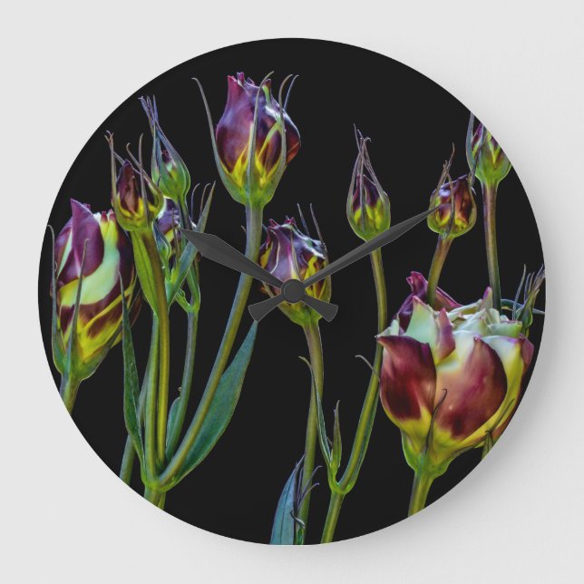 Ethereal Tulipanes Púrpura Gran Reloj (Anverso)