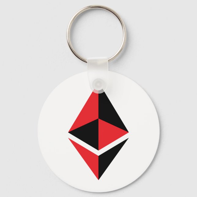 Ethereum ETH logotipo negro y rojo | Llavero básic (Anverso)