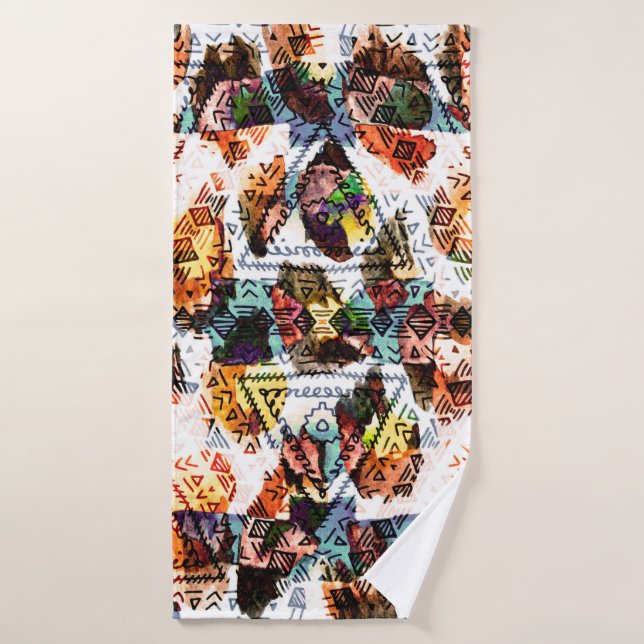 Ethnic design. Striped watercolor seamless pattern (Toalla de baño)