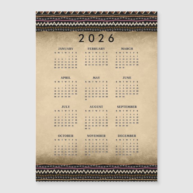 Ethnic Tribal Stripes 2026 Magnetic Card (Anverso)