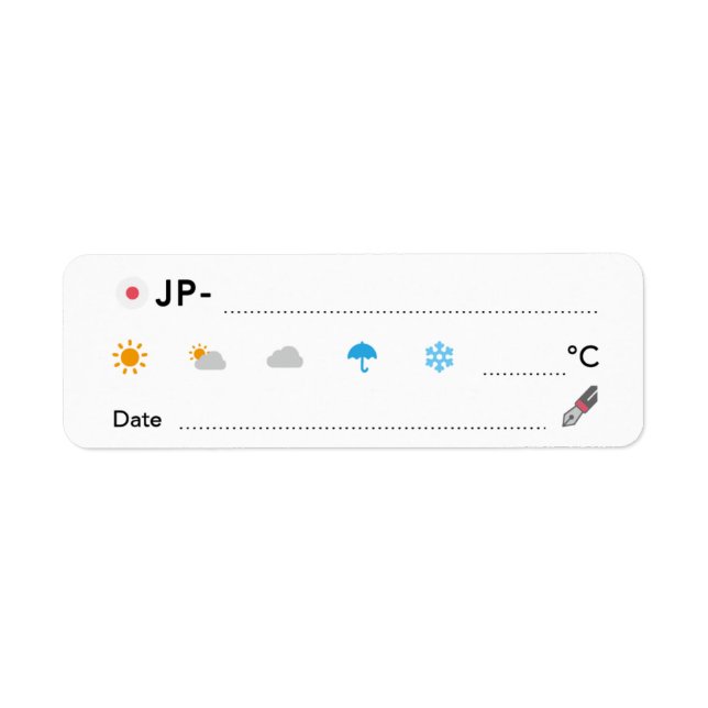 Etiqueta ポスクロID・天気・日付シール（日本）ポストクロッシング　Postcrossing ラベル (Frente)