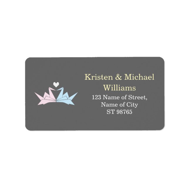 Etiqueta 1000 Boda de grúas de papel colgante (gris) (Frente)